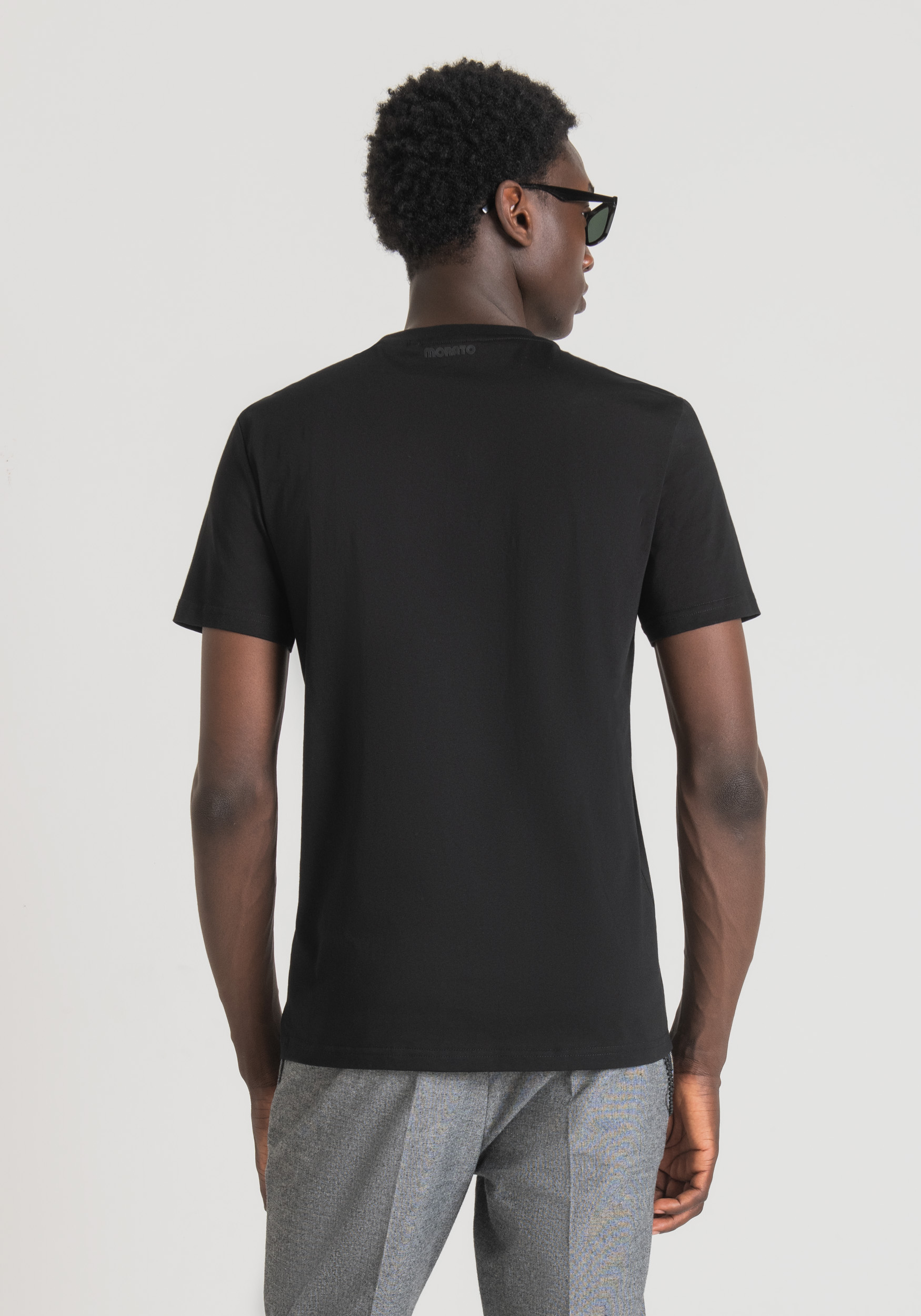 Antony Morato T-Shirt Slim Fit En Pur Coton Avec Impression Sur Le Devant Noir | Homme T-Shirts Et Polos