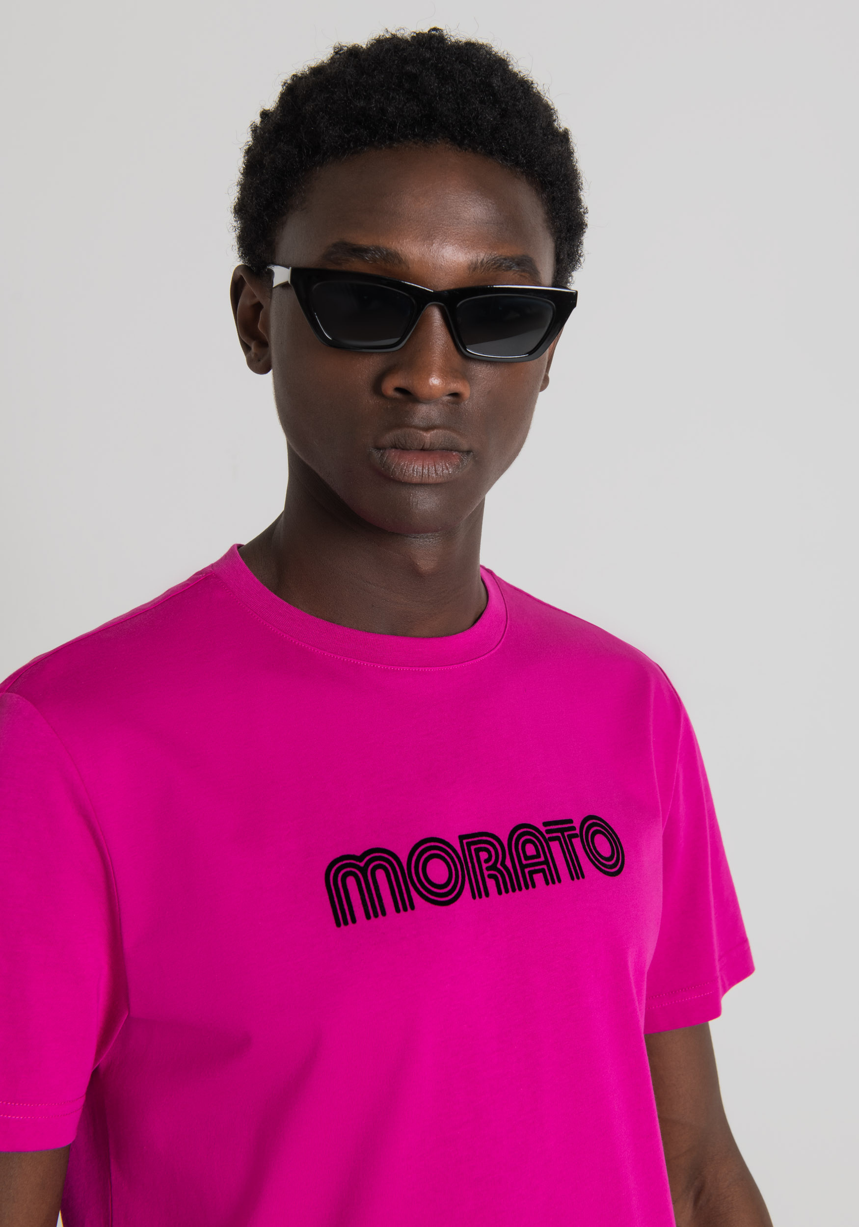 Antony Morato T-Shirt Slim Fit 100 % Coton Avec Imprime Logo Magenta | Homme T-Shirts Et Polos