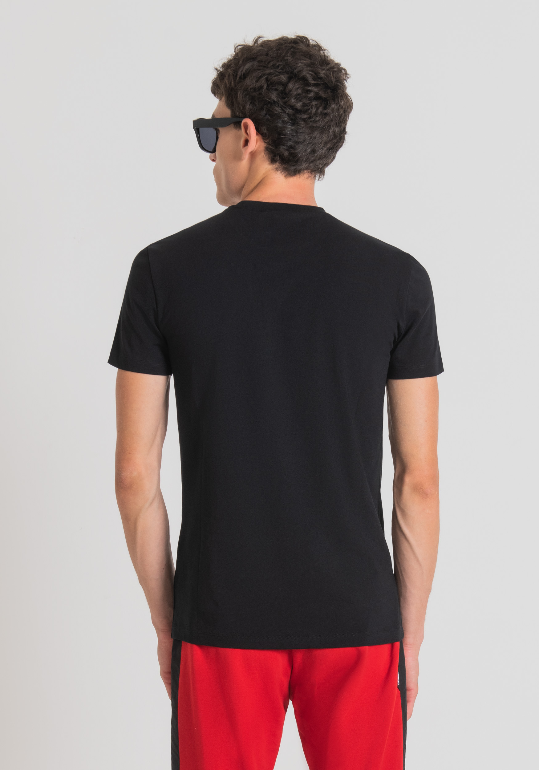 Antony Morato T-Shirt Super Slim Fit En Coton Elastique Avec Imprime Sur Le Devant Noir | Homme T-Shirts Et Polos