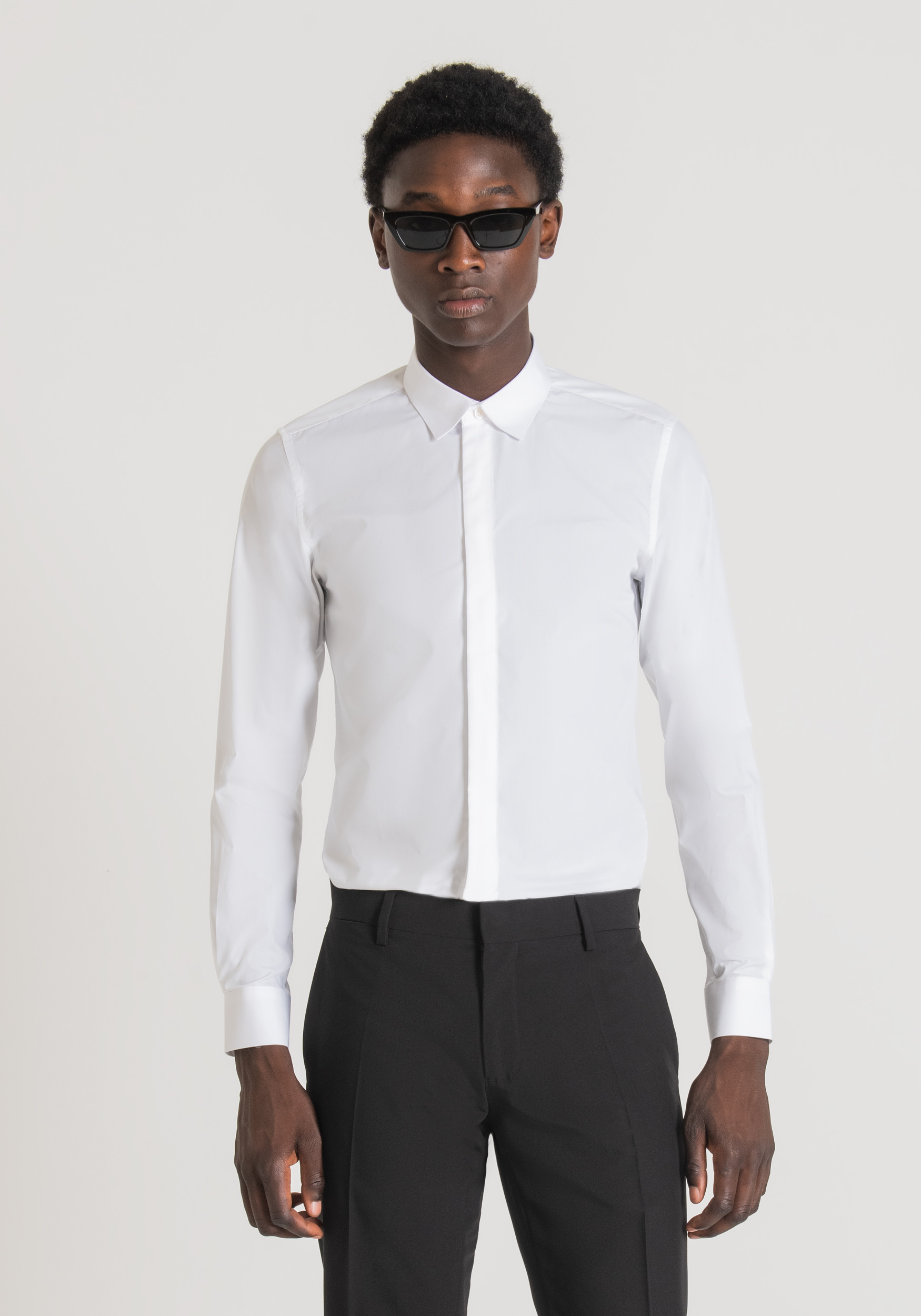 Antony Morato Chemise Slim Fit London En Coton Easy Iron Avec Boutonnage Dissimule Blanc | Homme Chemises